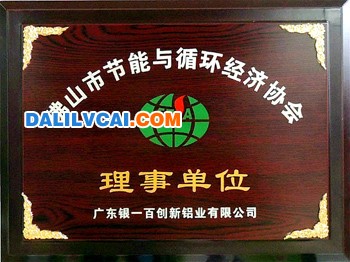銀一百創(chuàng)的佛山節(jié)能與循環(huán)經(jīng)濟協(xié)會理事單位證照片