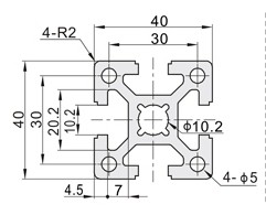 40*40流水線(xiàn)鋁型材