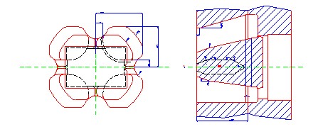新的HyperXtrude對幕墻立柱鋁型材模具結(jié)構(gòu)圖