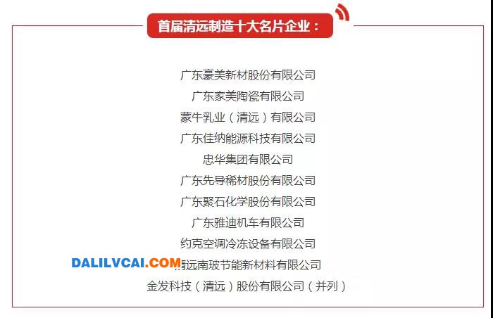 首屆清遠制造十大名片